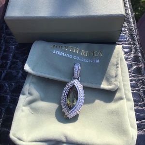 Judith Ripka Olive Topaz Enhancer Stone Sterling Silver 925 Pendant CZ B…